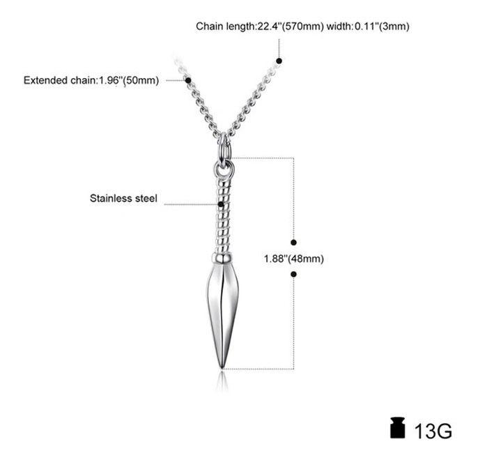Collar De Kunai Silver Titanio Hombre Mujer Moda 2019 I-3