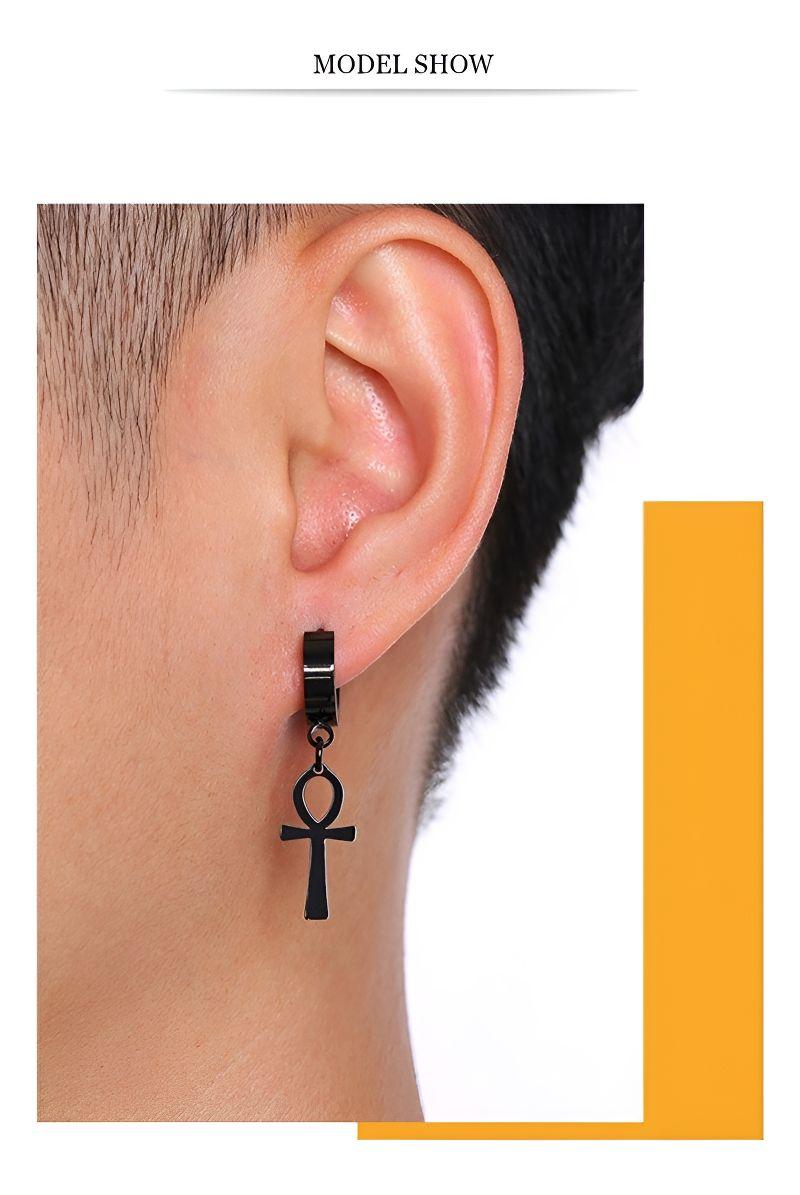 Aros Punk Cruz Egipcia Silver Hombre Mujer Moda 2020--4