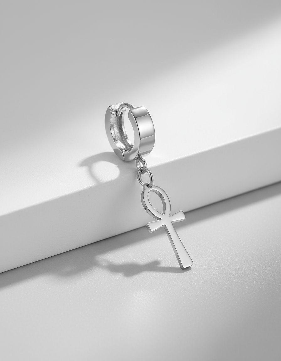 Aros Punk Cruz Egipcia Silver Hombre Mujer Moda 2020--6