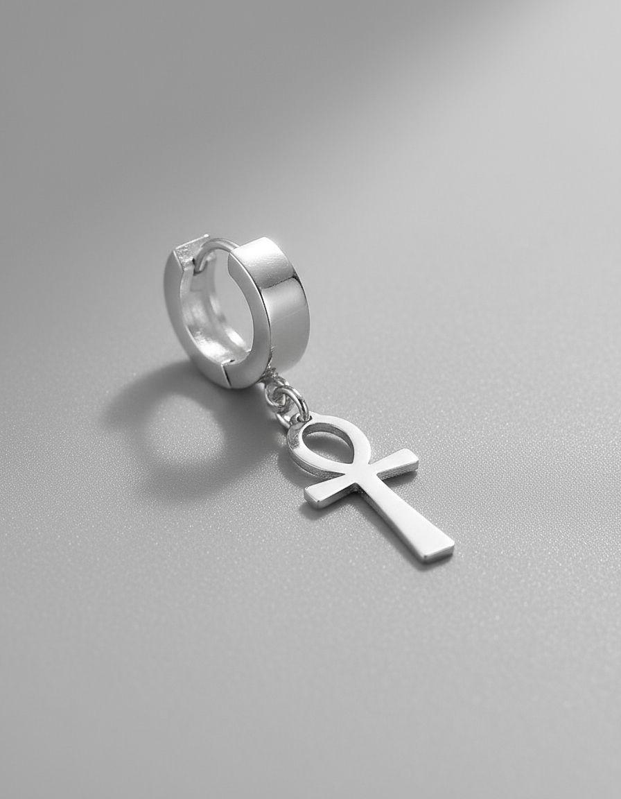 Aros Punk Cruz Egipcia Silver Hombre Mujer Moda 2020--8