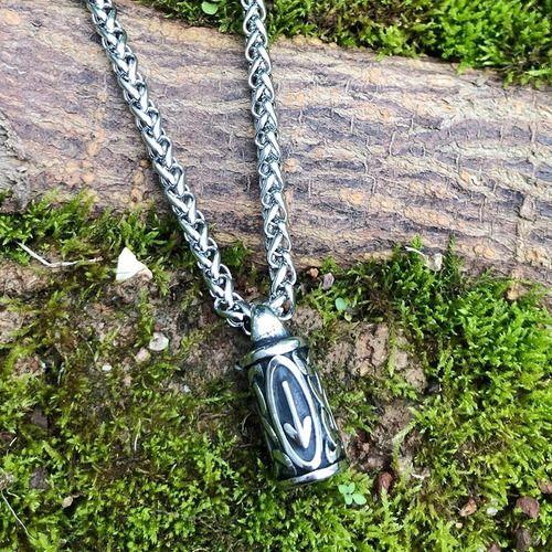 Collar Vikingo Odin Titanio Runa Nordica Tiwaz Silver-2