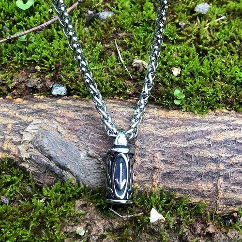 Collar Vikingo Odin Titanio Runa Nordica Tiwaz Silver-4