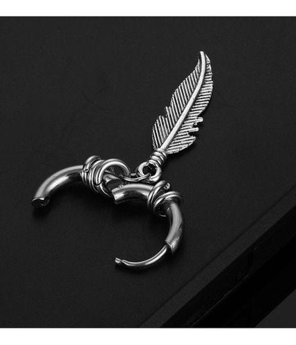 Aros Punk Plumas Black Silver Space Hombre Mujer Circular-2