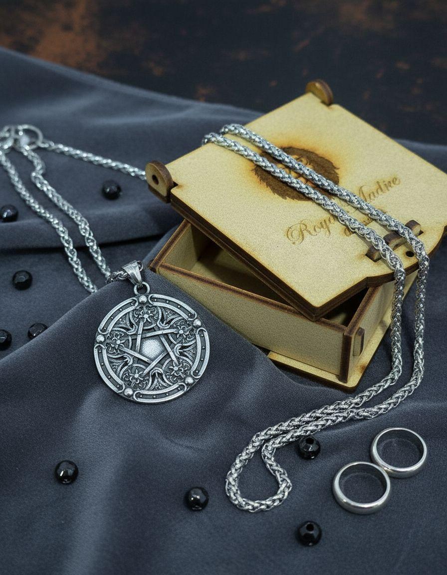 Collar Pentagrama  Demonio Nordico Hombre Moda-3