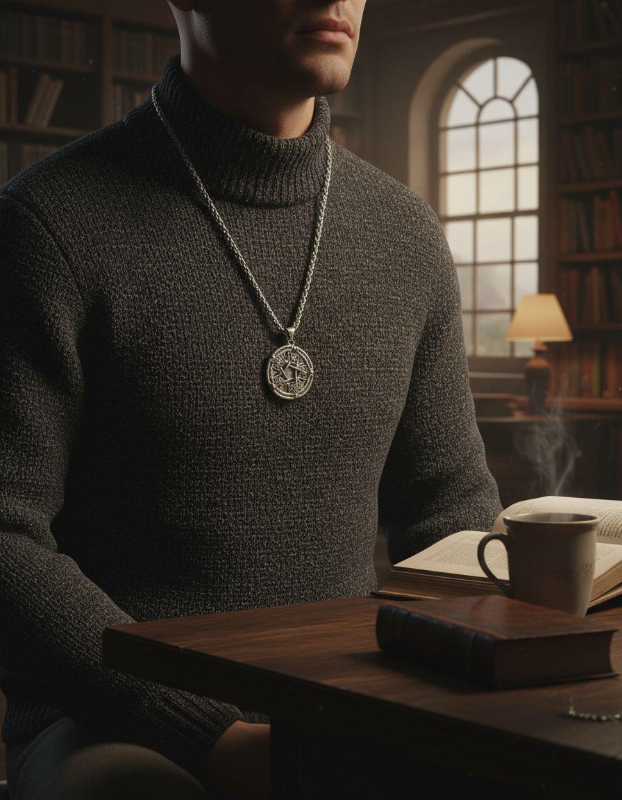 Collar Pentagrama  Demonio Nordico Hombre Moda-4