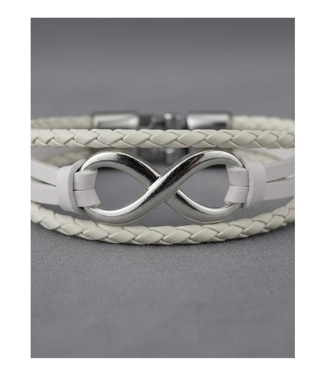 Pulsera Cuero Infinito Blanca Hombre Mujer Moda-2