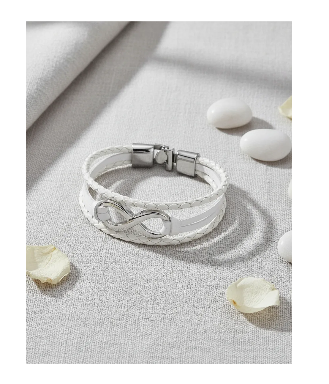 Pulsera Cuero Infinito Blanca Hombre Mujer Moda-4