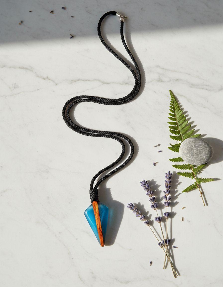 Collar De Madera Y Gel Resina Hombre Mujer-2