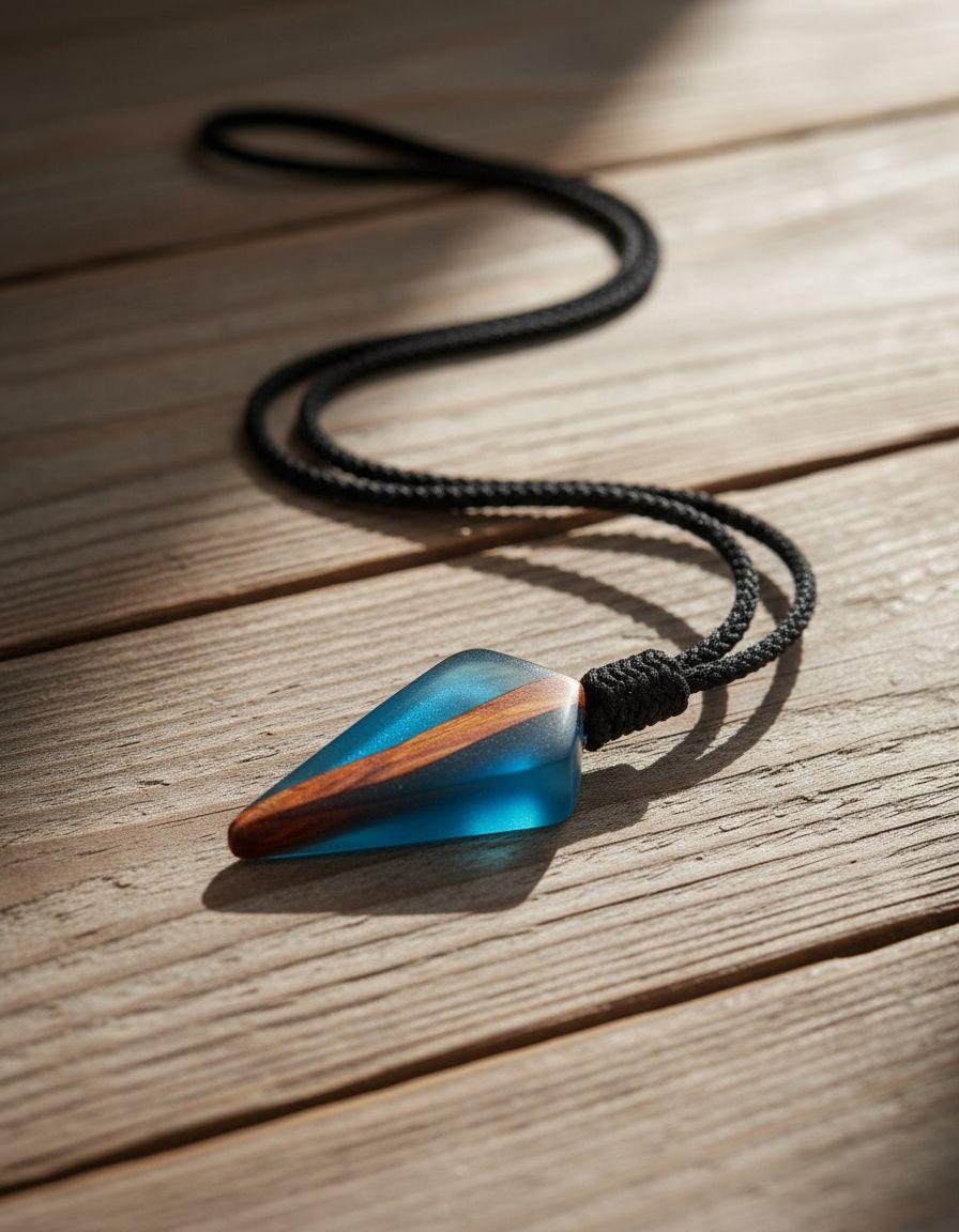 Collar De Madera Y Gel Resina Hombre Mujer-3