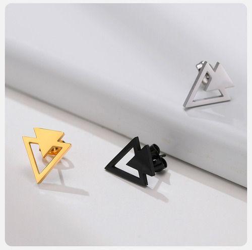 Aros Triangulo Punta Flecha Punk Hombre Mujer Earing Moda-2