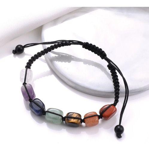 Pulsera De Hombre Y Mujer Piedra Volcanica 7 Chakras Natural-2