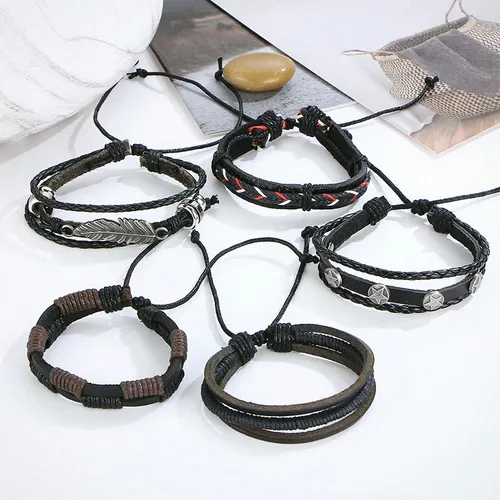 Pulsera De Cuero Hombre Caballeros Ajustable Moda Xxvi-2