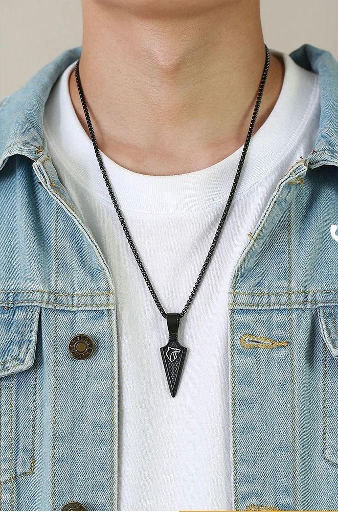 Collar Vikingo Lobo Punta Flecha Black Space Moda Style-2