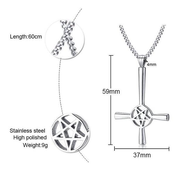 Collar De Cruz Invertida Estrella Hombre Mujer-6