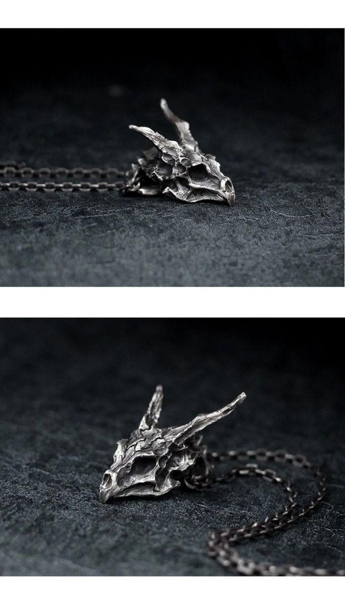Collar Acero Calavera Dragon Hombre Caballeros Moda 2022 X-3