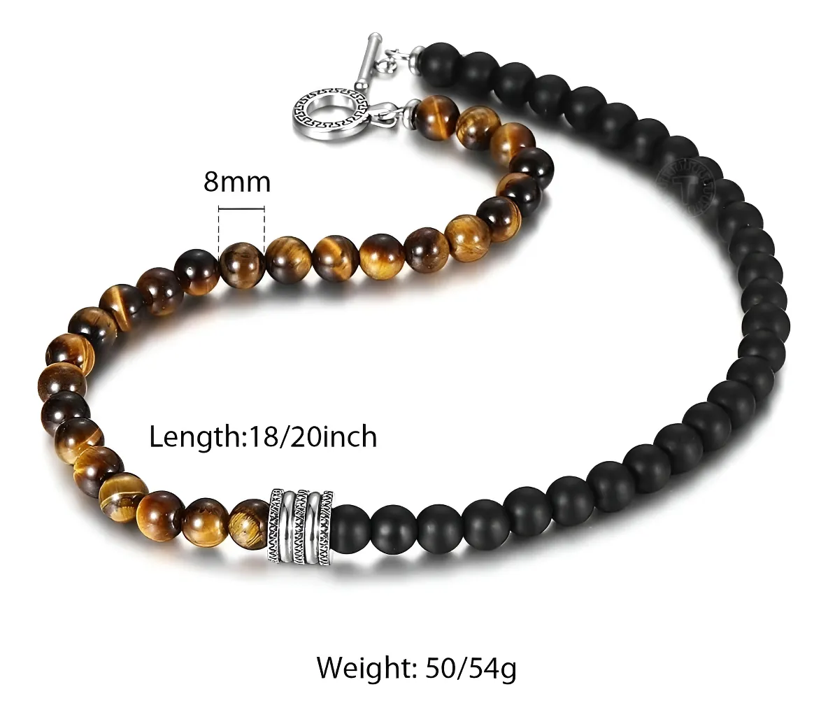 Collar Piedra Onix Y Ojo De Tigre Hombre Mujer Moda-2