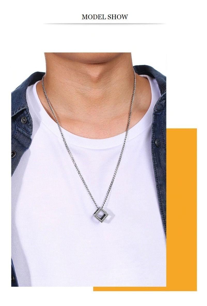 Collar De Cubo Titanio Hombre Mujer Moda 2020-4