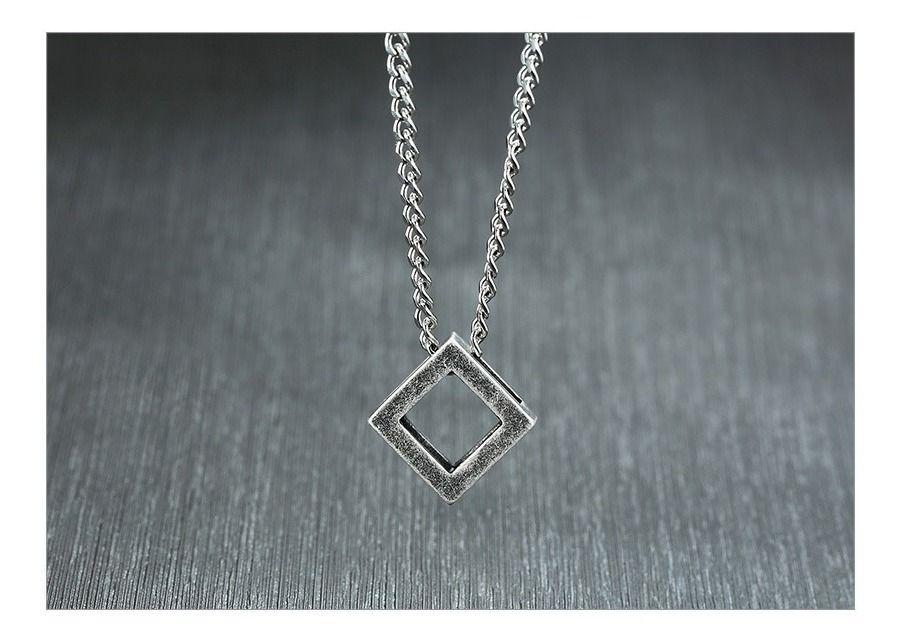 Collar De Cubo Titanio Silver Hombre Mujer Moda 2020-4