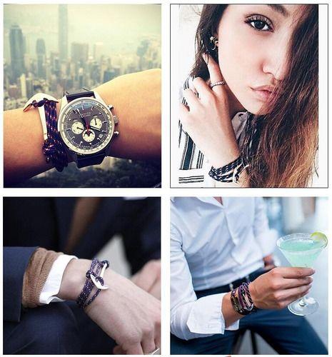Pulsera De Ancla Hombre Y Mujer Unisex Elegante Ajustable 2-2