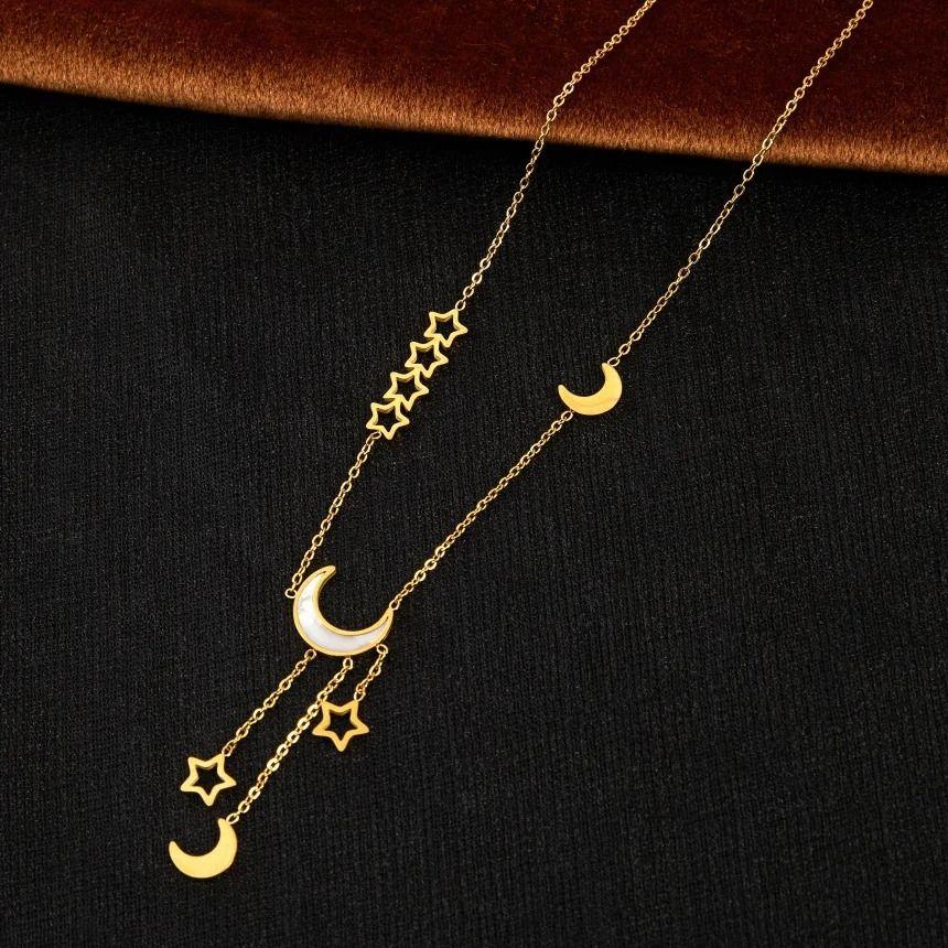 Collar Luna Estrellas Para Damas Parejas Moda 2025-4
