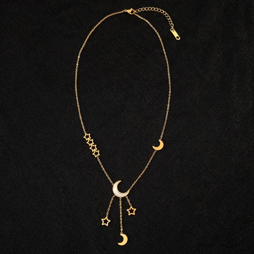 Collar Luna Estrellas Para Damas Parejas Moda 2025-6