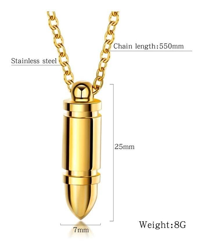 Collar Bala Acero Y Titanio Black Hombre Moda Masculina-3