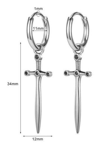 Aros Punk Hombre Mujer Daga Silver Space Earing-2