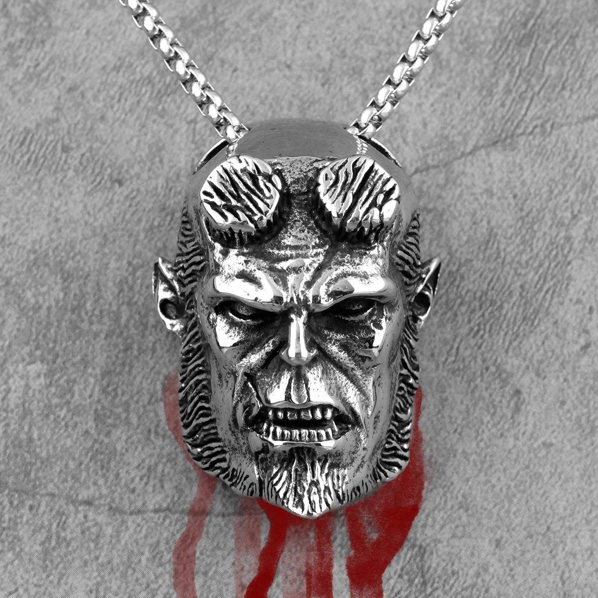 Collar Hellboy Titanio Silver Space Hombre Mujer-1