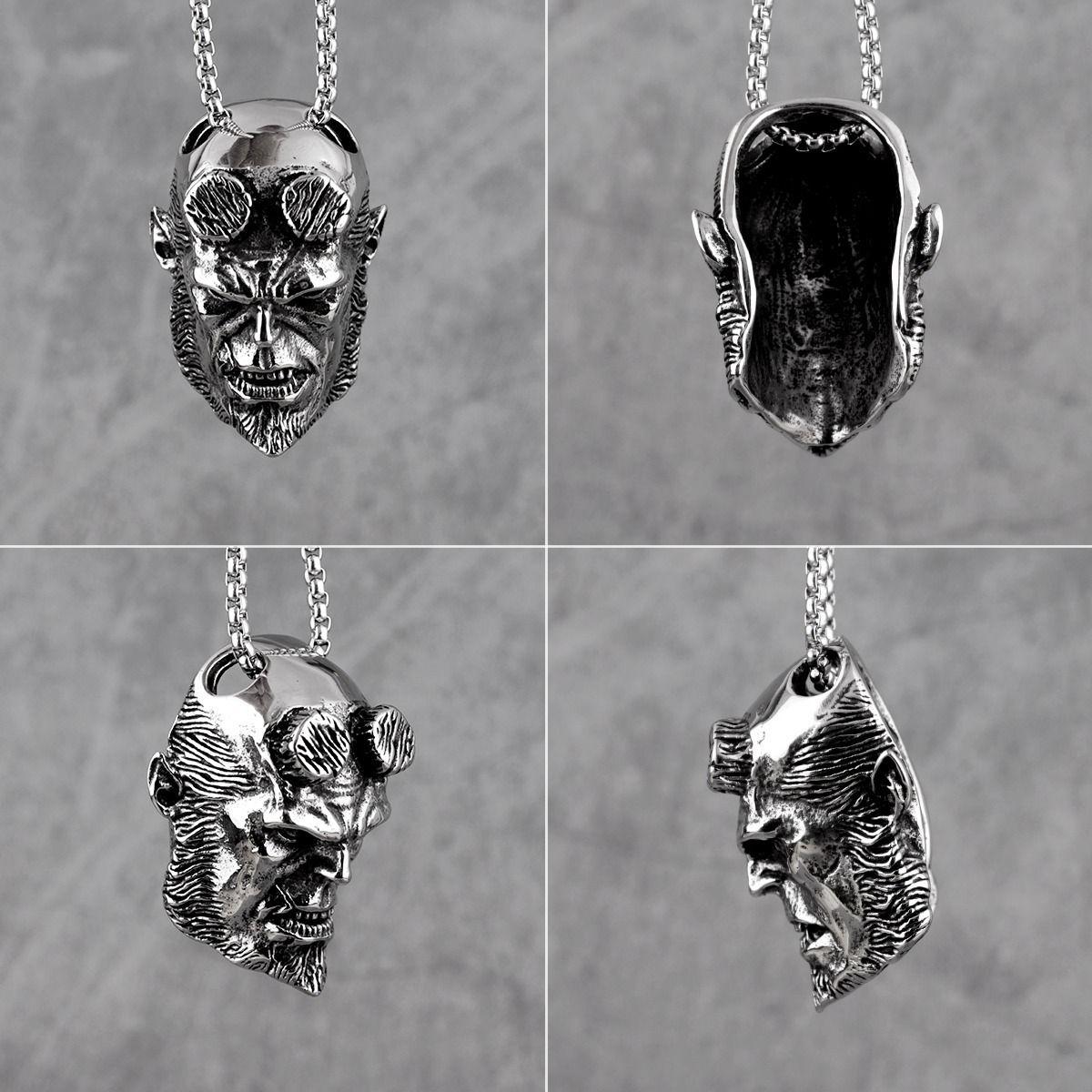 Collar Hellboy Titanio Silver Space Hombre Mujer-3