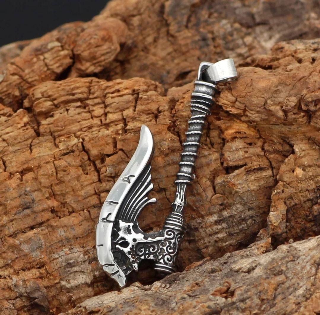 Collar De Hacha Vikinga Skull Hombre Mujer Moda Nordica-3