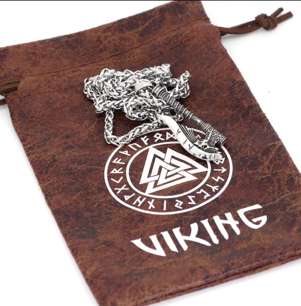 Collar De Hacha Vikinga Skull Hombre Mujer Moda Nordica-4