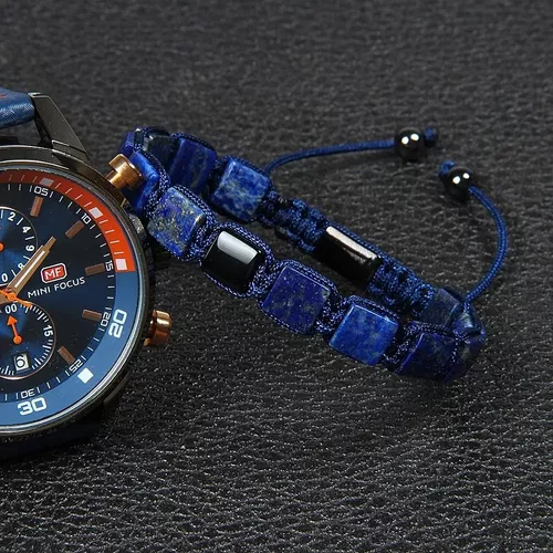 Pulsera Piedra Lapislazuli Hombre Moda-2