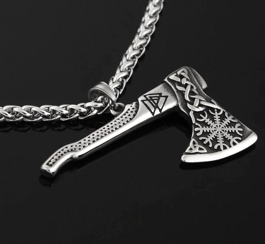Collar Hacha Vikinga Hombre Mujer Moda Vegvisir-3