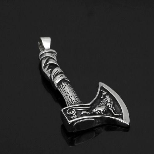 Collar Vikingo Lobo Nordico Cuervo Titanio Moda Vikinga-3