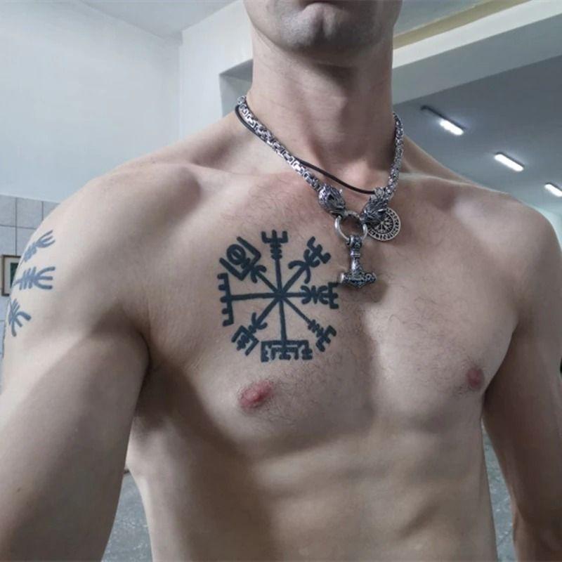 Collar Martillo Gold Vikingo Hombre Nordico Aguila 2022-4