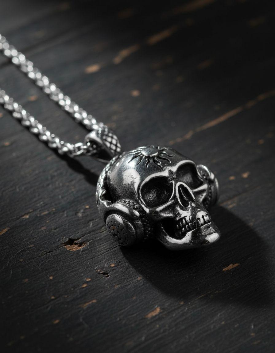 Collar Craneo Calavera Audifonos Moda Punk-3
