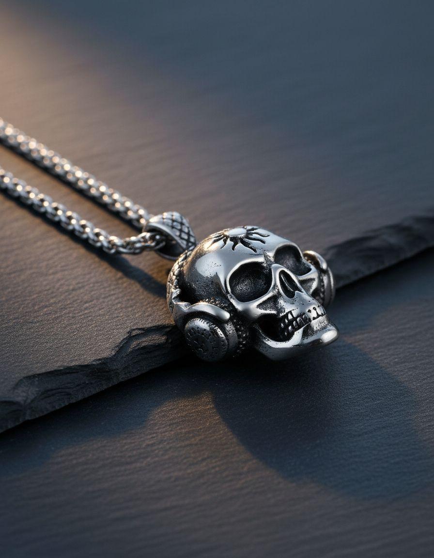 Collar Craneo Calavera Audifonos Moda Punk-4