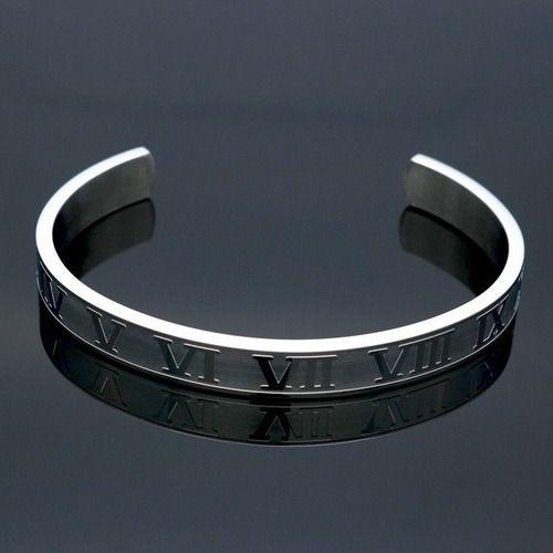 Pulsera De  Hombre Caballeros N° Romanos Plateada Moda 2019-2