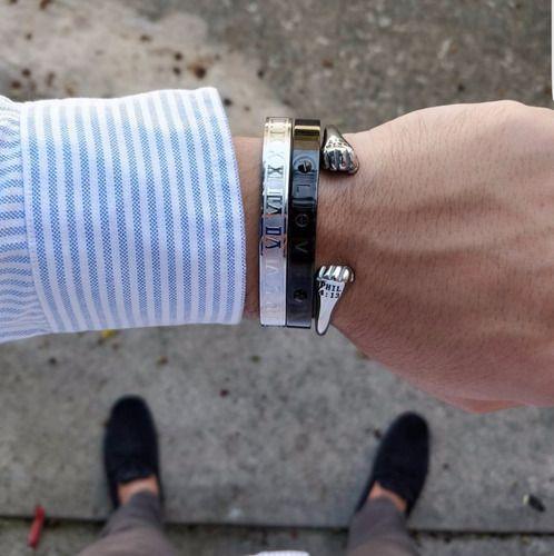Pulsera De  Hombre Caballeros N° Romanos Plateada Moda 2019-6
