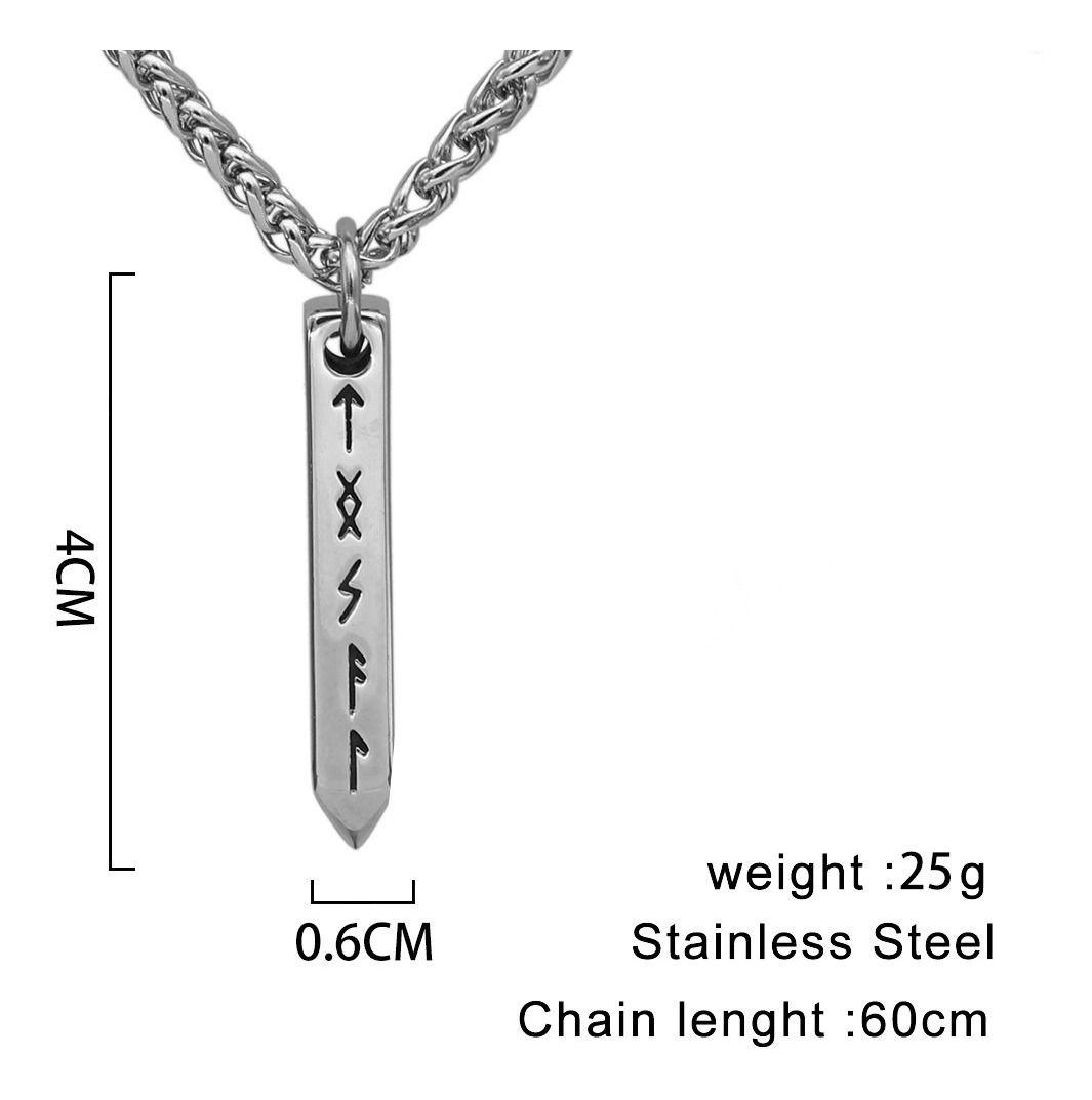 Collar Vikingo Odin Titanio Runas Nordica Silver-2