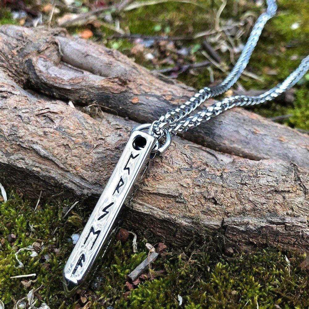 Collar Vikingo Odin Titanio Runas Nordica Silver-3