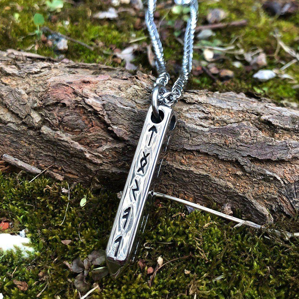 Collar Vikingo Odin Titanio Runas Nordica Silver-5