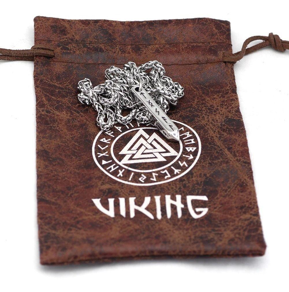 Collar Vikingo Odin Titanio Runas Nordica Silver-6