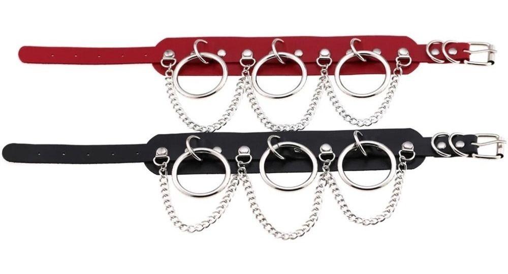 Collar Gargantilla De Cuero Gótica Corazón Y Candado Mujer 2-3