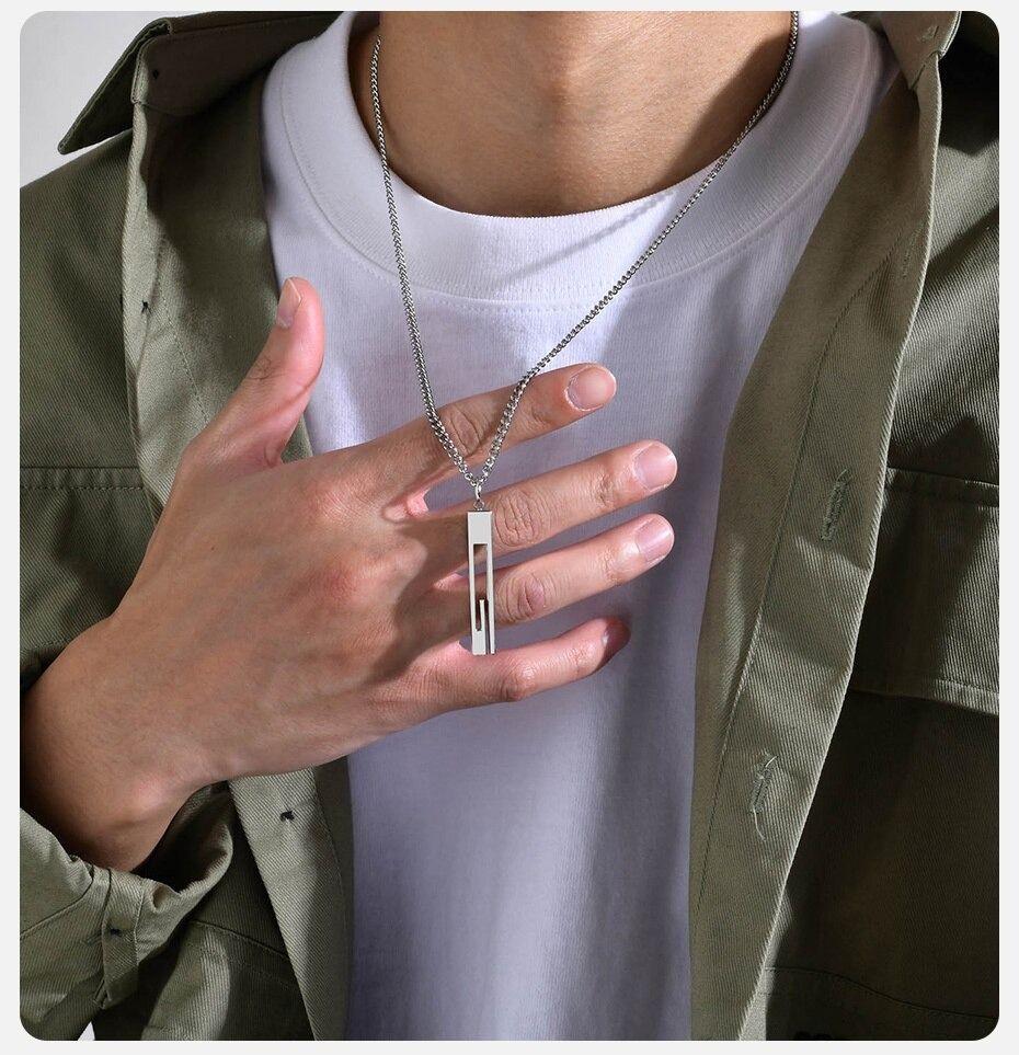 Collar Rectángulo Vintage Space Hombre Mujer Moda-3