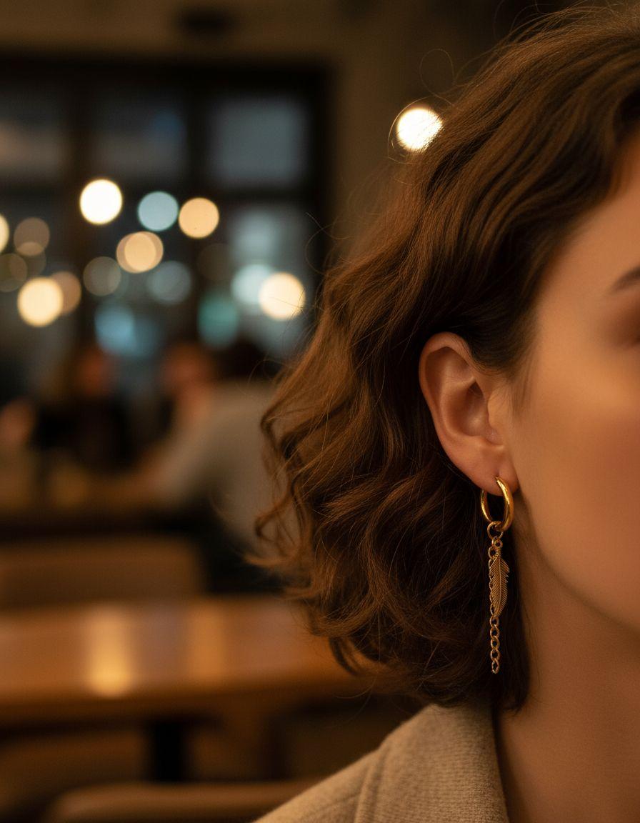 Aros Punk Pluma Gold Space Hombre Mujer Vintage-2