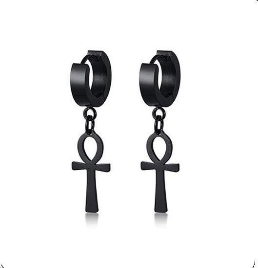 Aros Punk Cruz Egipcia Black Hombre Mujer Moda 2020--0