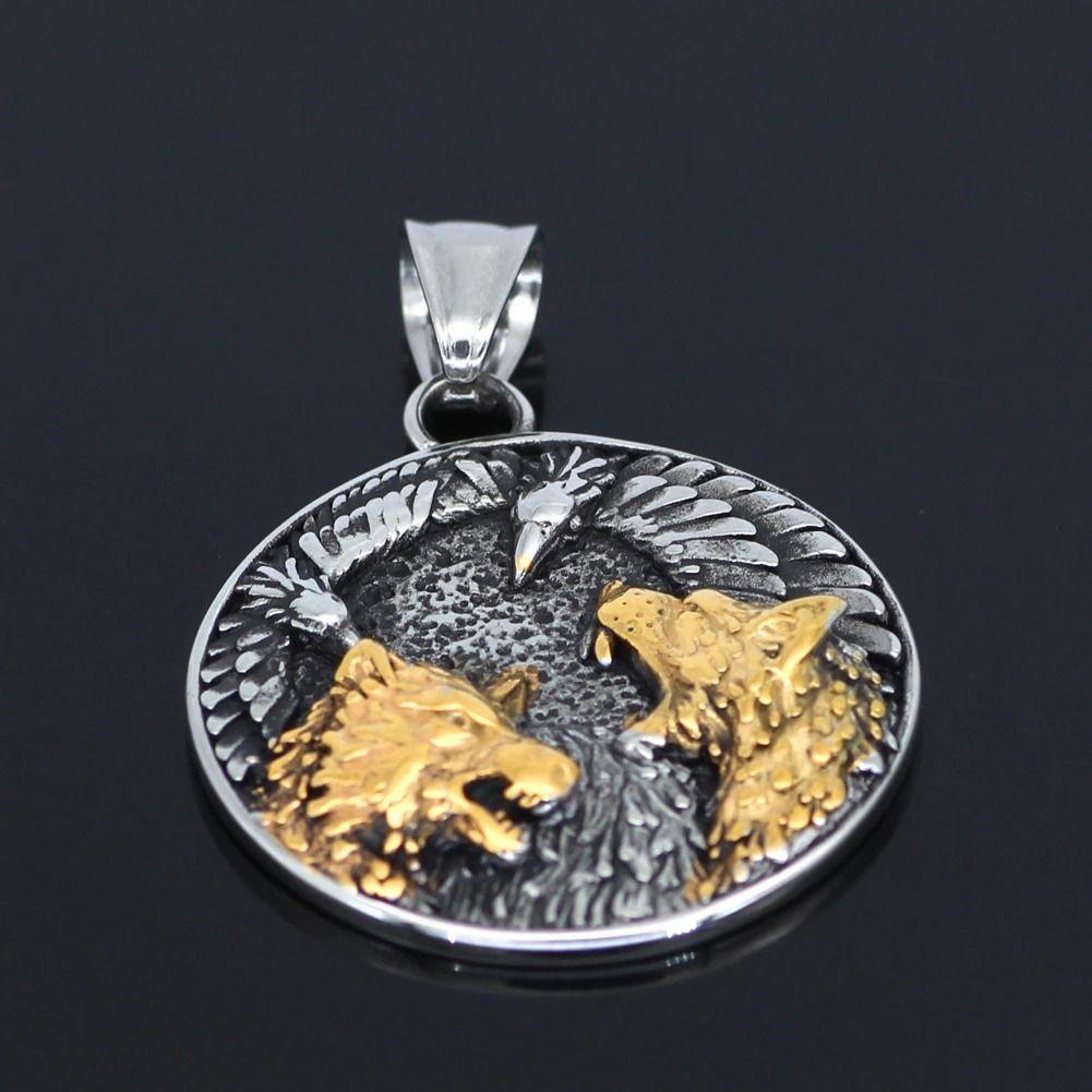 Collar Vikingo Runas Bird Wolf Hombre Moda 2022-2