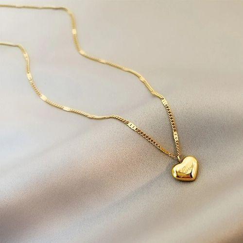 Collar Corazon Gold Love Amor Damas Moda Femenina-5