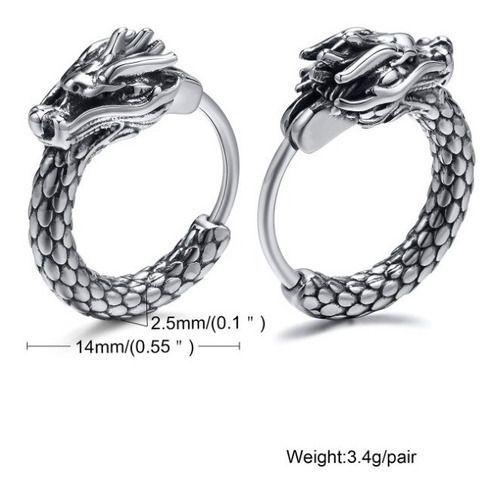 Aros Punk Hombre Mujer Dragon Titanio Earing-2